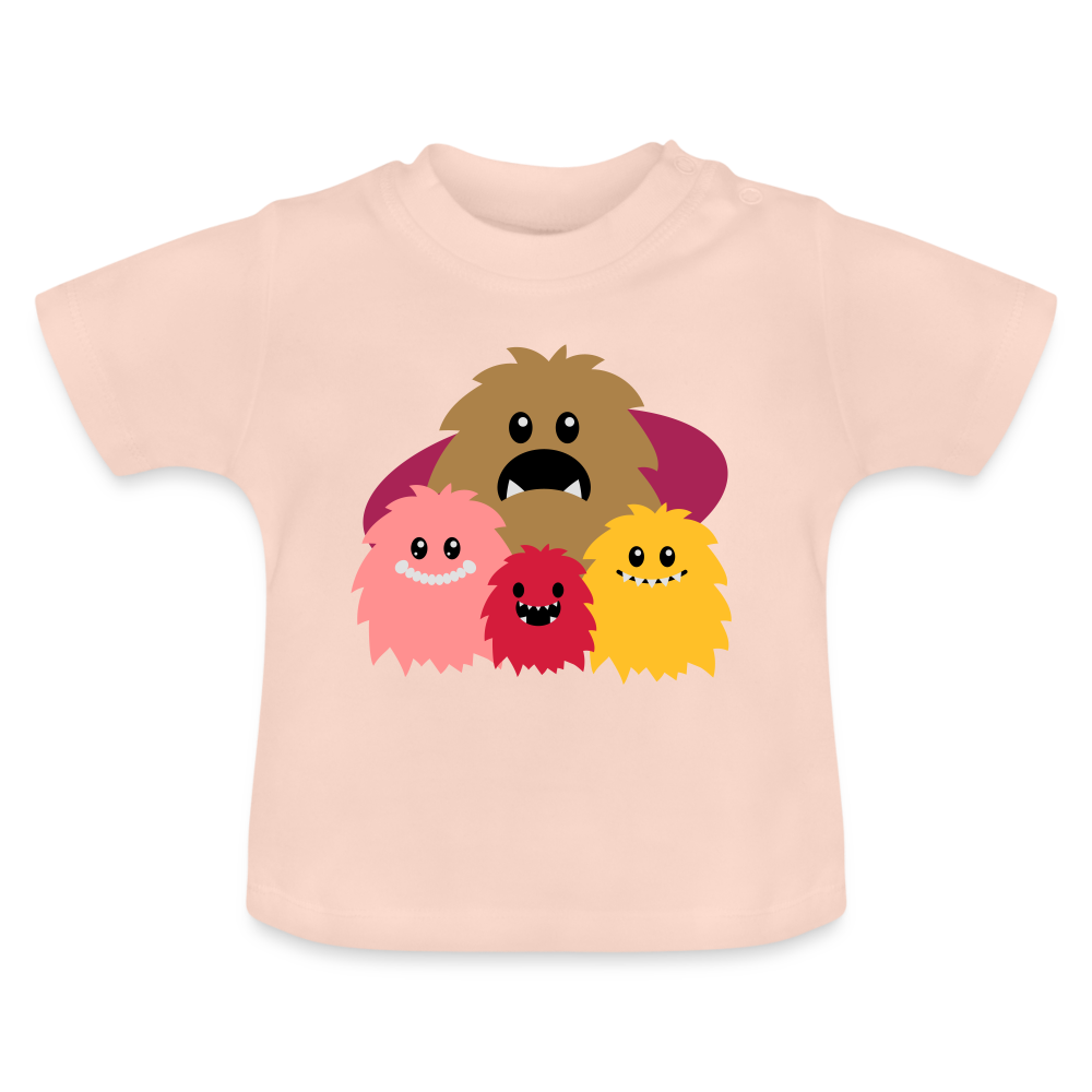 Bio Baby T-Shirt kurzarm - Monster Familie (verschiedene Ausführungen) - Kristallrosa